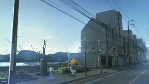 Aesthetic Anime City Shark Girl Wallpaper