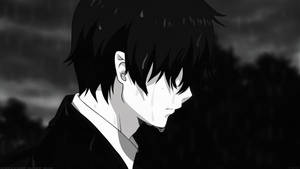 Aesthetic Anime Desktop Crying Boy Black And White Wallpaper