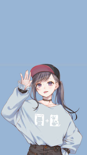 Aesthetic Anime Girl In Blue Phone Wallpaper
