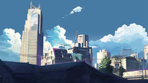 Aesthetic Anime Scenery Of City Life Wallpaper