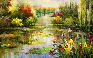 Aesthetic Art Flower Pond Wallpaper