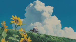 Aesthetic Art Man In Bicycle Wallpaper