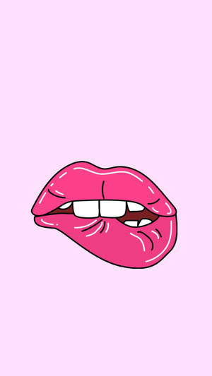 Aesthetic Biting Pink Lips Wallpaper
