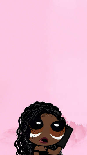 Aesthetic Black Powerpuff Girl Frizzy Hair Wallpaper