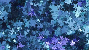 Aesthetic Blue Glitter Stars Wallpaper