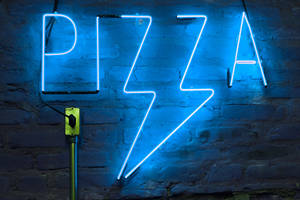 Aesthetic Blue Pizza Led Wallpaper