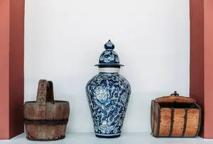 Aesthetic Blue Vase Wallpaper