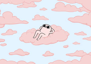 Aesthetic Cartoon Chilling Ketnipz Character In Sky Wallpaper
