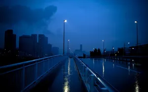 Aesthetic Chromebook Blue Road Wallpaper