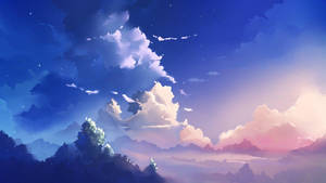 Aesthetic Clouds Anime Laptop Wallpaper