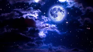 Aesthetic Clouds With Ethereal Moon Wallpaper