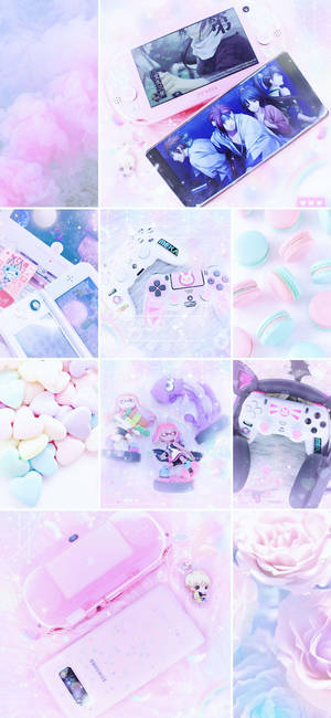 Aesthetic Girly Purple Gaming Consoles Wallpaper