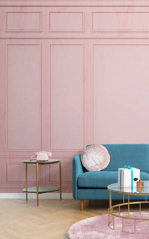 Aesthetic Home Living Room With Pink Wall Wallpaper
