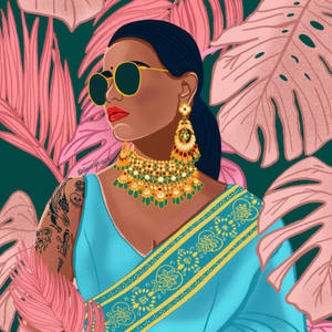 Aesthetic Indian Girl Art Wallpaper