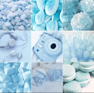 Aesthetic Instagram Pastel Blue Collage Wallpaper