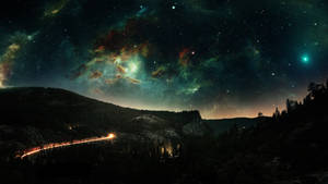 Aesthetic Landscape Galactic Night Sky Wallpaper