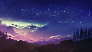 Aesthetic Landscape Starry Sky Wallpaper