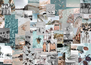 Aesthetic Laptop Beach Collage Wallpaper