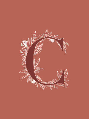 Aesthetic Letter C With Leaves Wallpaper