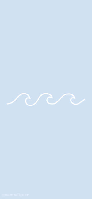Aesthetic Light Blue Ocean Waves Minimalist Art Wallpaper