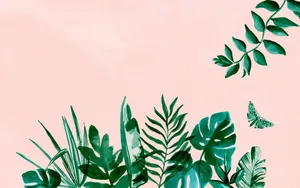 Aesthetic Macbook Pink Leaves Wallpaper