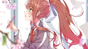 Aesthetic Monika Doki Doki Literature Club Wallpaper