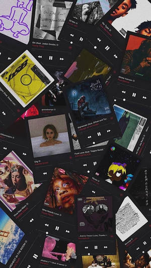 Aesthetic Music Collage Of Song Covers Wallpaper