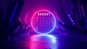 Aesthetic Neon August 2021 Calendar Wallpaper