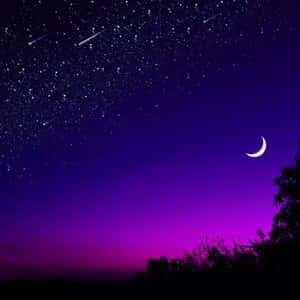 Aesthetic Night Sky Shooting Stars Wallpaper