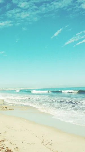 Aesthetic Ocean And Blue Sky Wallpaper