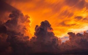 Aesthetic Orange Clouds Sunset Desktop Wallpaper