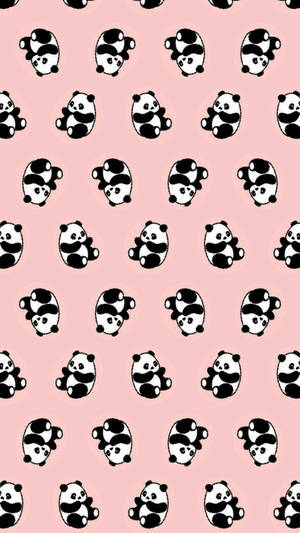 Aesthetic Panda Pink Pattern Wallpaper