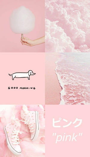 Aesthetic Peach Pink Collage Pink Wallpaper