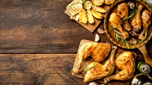 Aesthetic Peri Peri Chicken Dish Flat Lay Shot Wallpaper