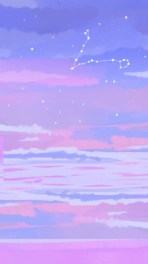 Aesthetic Pink And Purple Sky Aries Constellation Wallpaper