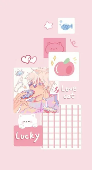 Aesthetic Pink Anime Boy Eating Donut Wallpaper