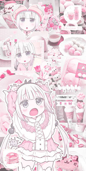 Aesthetic Pink Anime With Food Pictures Wallpaper