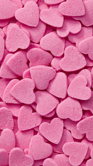 Aesthetic Pink Iphone Candy Hearts Wallpaper