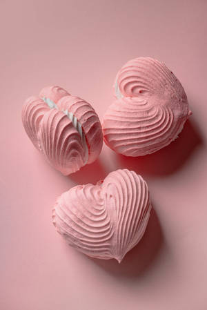 Aesthetic Pink Iphone Meringue Hearts Wallpaper