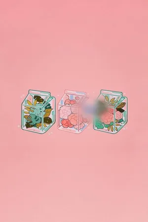 Aesthetic Pink Kawaii Boxed Plants And Flowers Wallpaper