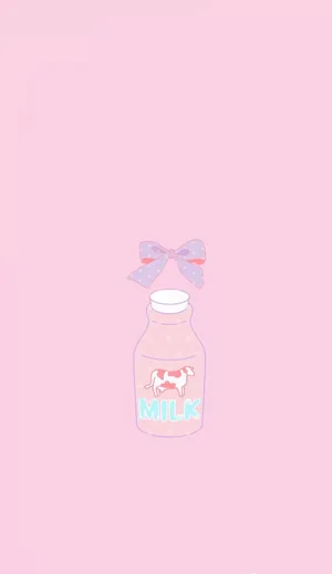 Aesthetic Pink Kawaii Glassed Strawberry Milk Wallpaper