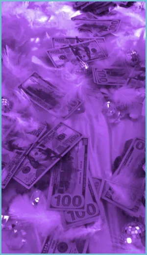 Aesthetic Purple Baddie Dollar Bills Wallpaper