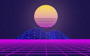 Aesthetic Purple Neon Computer Featuring Grid View Wallpaper