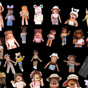 Aesthetic Roblox Girl Collage Of Outfits Wallpaper