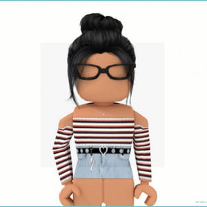 Aesthetic Roblox Girl Off-shoulder Striped Top Wallpaper