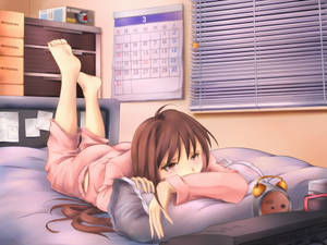 Aesthetic Sad Anime Girl Bedroom Wallpaper