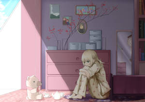 Aesthetic Sad Anime Girl In Pajamas Wallpaper