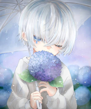 Aesthetic Sad Anime Girl Purple Flower Wallpaper