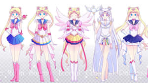 Aesthetic Sailor Moon Different Forms And Outfits Wallpaper