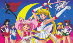 Aesthetic Sailor Moon With A Cresent Moon Wand Wallpaper